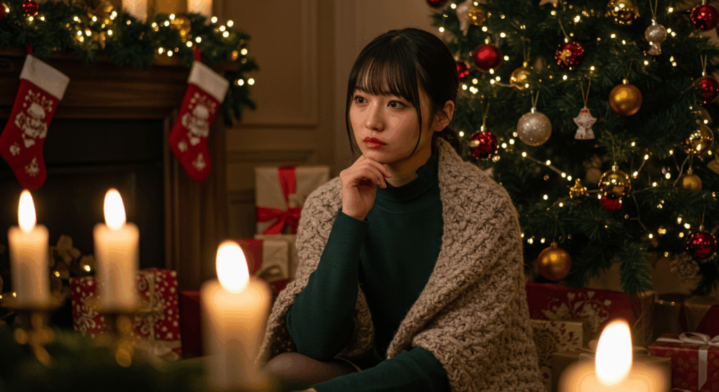 クリスマスプレゼントに悩む女性